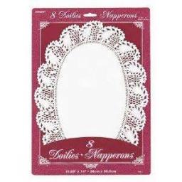 Doilies White Oval 8pcs