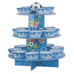 Blue Football Cup Cake Kit - Stand