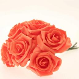 Foam Rose Bunch of 6 Orange