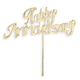 Diamante Happy Anniversary on Stem 6.5 x 3.5cm