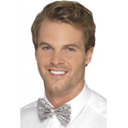 Sequin Bow Tie Silver