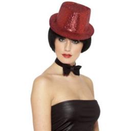 TRILBY GLITTER HAT RED ADULT PLASTIC