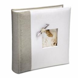 White Satin Foto Album with Silver Edge/Bow