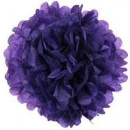 Puff Ball Paper Decoration 16 inch Purple