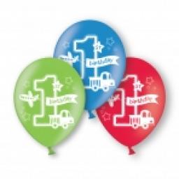 1st Birthday All Over Print Latex Balloons 6pcs