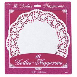 16 Doilies 26.6cm White Round