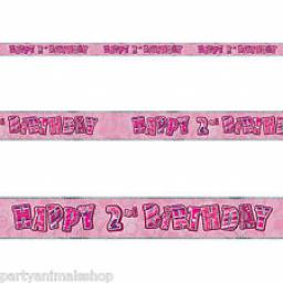 Pink Glitz Happy 2 nd Birthday Banner 3.6M