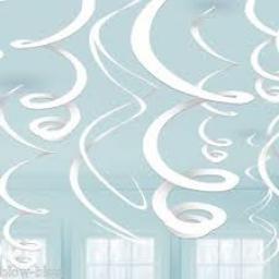 Plastic Swrils White Hanging Decoration 8pcs