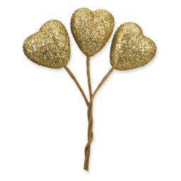 Glitter Heart Decoration on Stem 12pcs Large