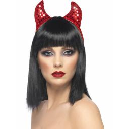HORNS SEQUINNED RED DEVIL ON HEADBAND CD
