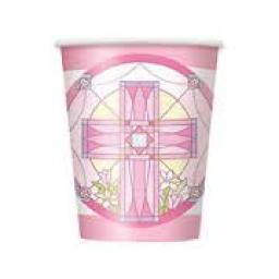 Sacred Cross Pink Party Paper Cups 8pcs 9 oz