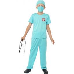 Doctor/Surgeon Costume Blue Top,Trousers, Hat, Mask & Stethoscope L 10-12