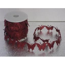 Satin Butterfly Ribbon 1mtr Burgundy