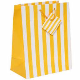 Yellow & White Striped Paper Gift Bag