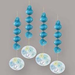 Baby Shower Hanging Decoration Blue 4 pcs