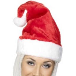 SANTA HAT LUXURY VELVET FUR HCARD