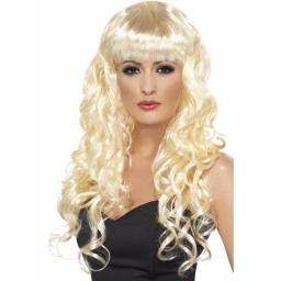 Siren Wig Blond Long Curly With Fringe