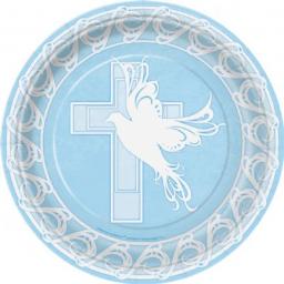 Dove Cross Blue Paper Plates 8x9inch