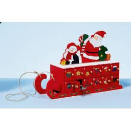 36cm Wooden Sleigh Advent with Santa