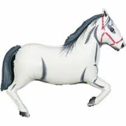 Horse White Foil Balloon 43in