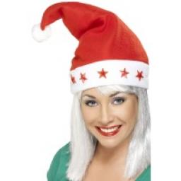 SANTA HAT FLASH STARS FLEECE BATTINC CD