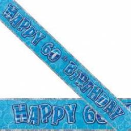 Blue Prizmatic H 60th Birthday Banner 3.6M