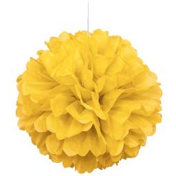 Puff Ball Paper Decoration 16 inch Sun Yellow