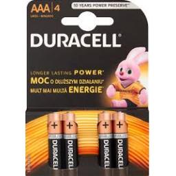 4 Duracell AAA Batteries +100% Extra Life