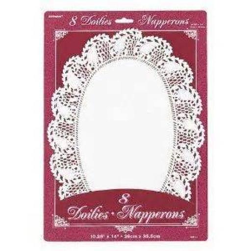 Doilies White Oval 8pcs