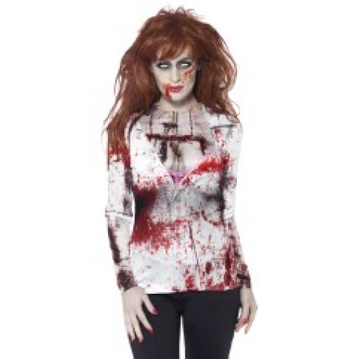 Zombie Female T-Shirt with Sublimation Print M