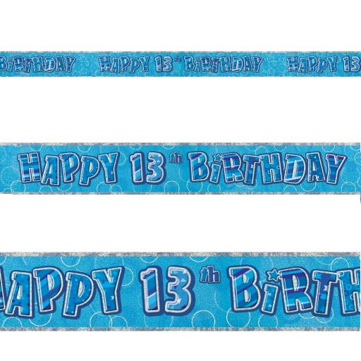 Blue Prizmatic H 13th Birthday Banner 3.6M