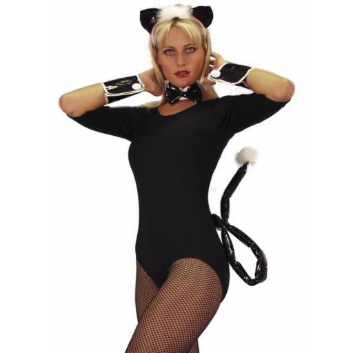 CAT SET PVC EARS BOWTIE CUFFS TAIL CARD