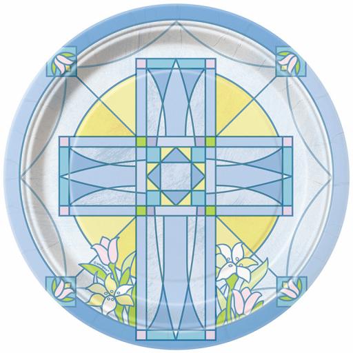 Sacred Cross Blue Paper Plates 8pcs