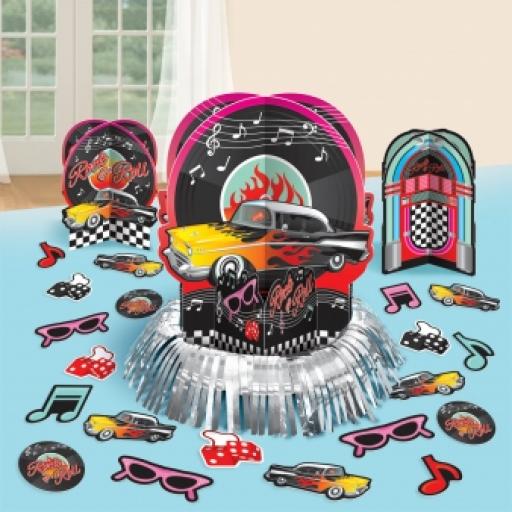 50s Classic Table Decoration Kit 3pcs & Confetti