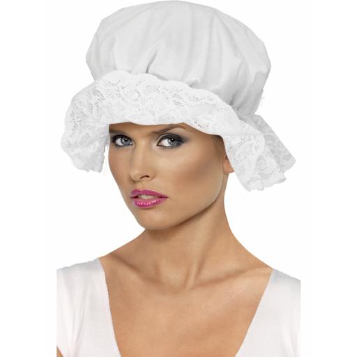 MOP CAP WHITE COTTON WITH LACE PBH