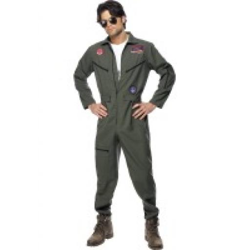 Top Gun Pilot Adult Jumpsuit Name Tag & Shades