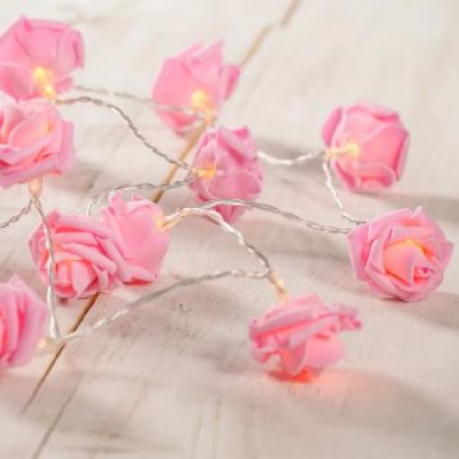 Rose Lights 10 Pink/White Battery Operated