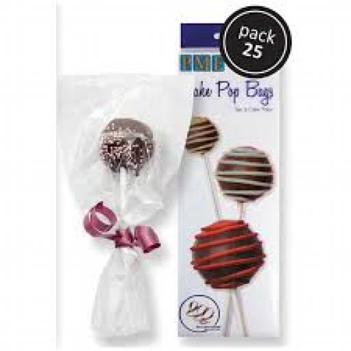 PME Clear Cake Pop Bags 25 with Silver Ties