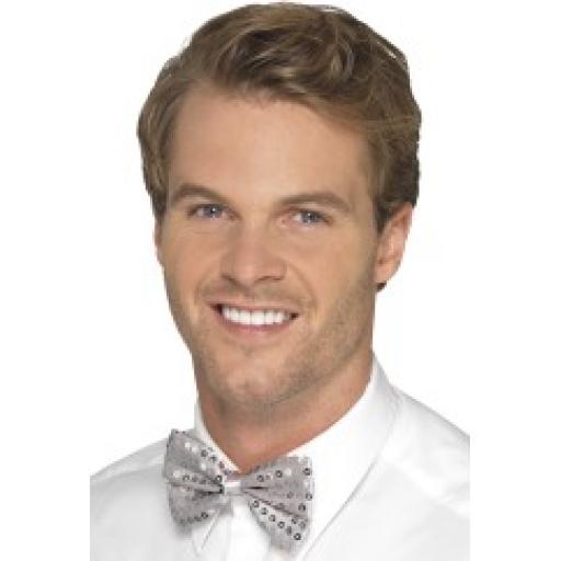 Sequin Bow Tie Silver
