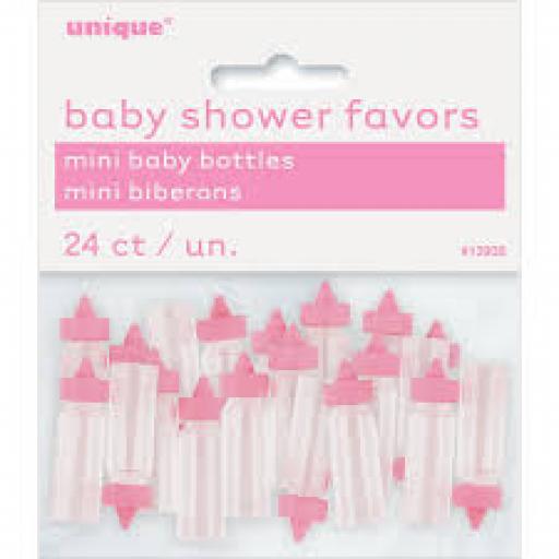 Baby Shower Favors Mini Baby Bottles Pink 24ct