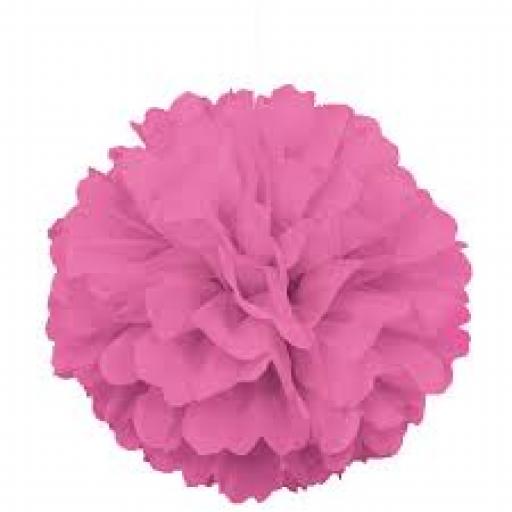 Puff Ball Paper Decoration 16in Pink