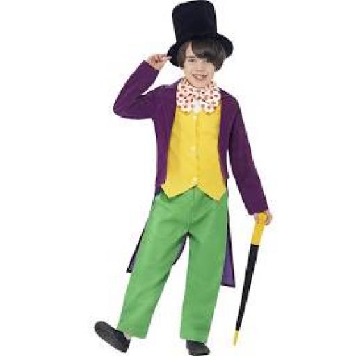 Roald Dahl Willy Wonka Top Trousers Bow Tie Hat Ca