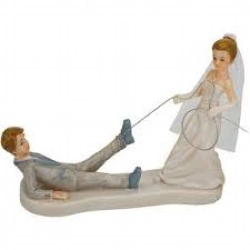 Shiny Bride Dragging Groom Figurines150 x 130mm