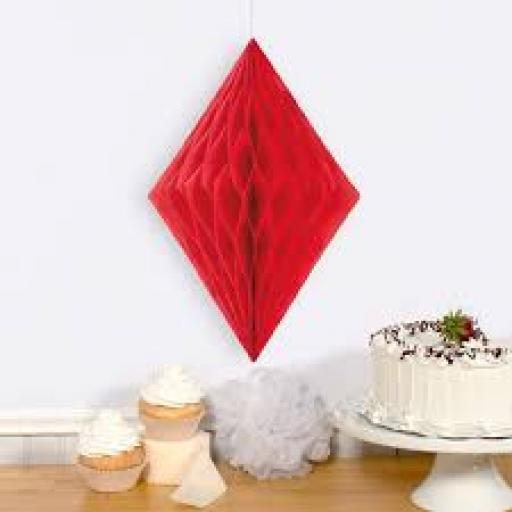 Diamond Shape Honeycomb 14 inch Red