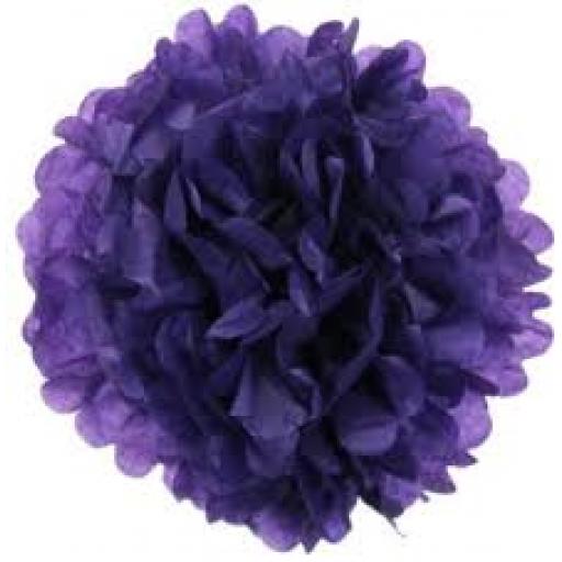 Puff Ball Paper Decoration 16 inch Purple