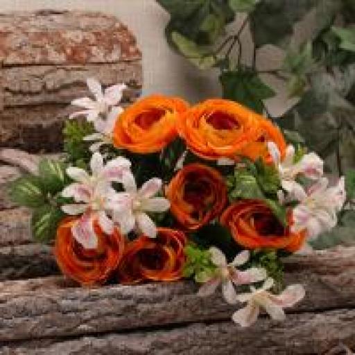 Ranunculus/Orchid Bush x 13 Orange (32cm)