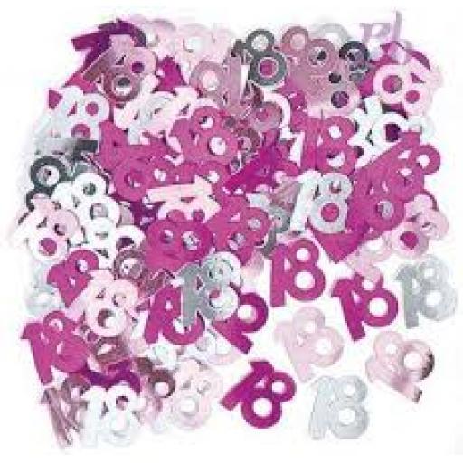 18Th Birthday/Anniversary Confetti Silver Pink Lil