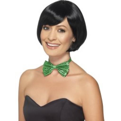 Sequin Bow Tie Green