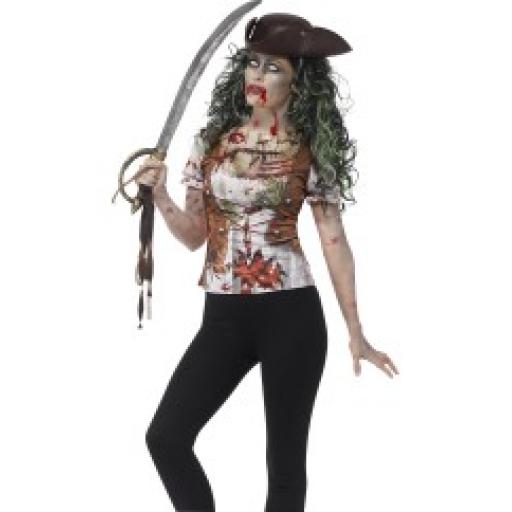 Zombie Pirate Wench T-Shirt with Sublimation Print L