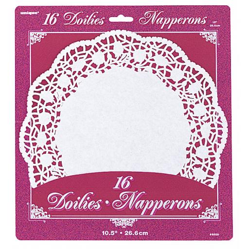 16 Doilies 26.6cm White Round